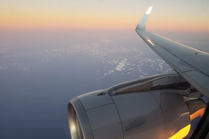 Volando sobre Cuba en un Airbus A319 de American Airlines.