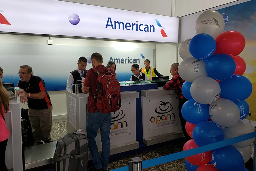 Área de check in de American Airlines en el Aeropuerto Matecaña de Pereira.