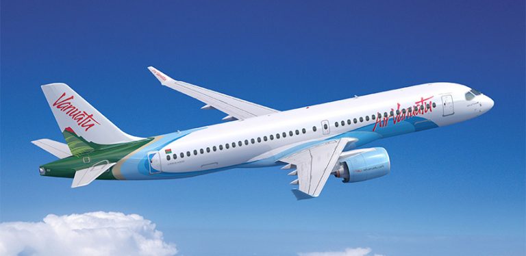Prototipo de un Airbus A220 de Air Vanuatu.