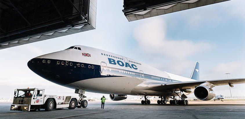 Boeing 747-400 de British Airways con livery de BOAC.