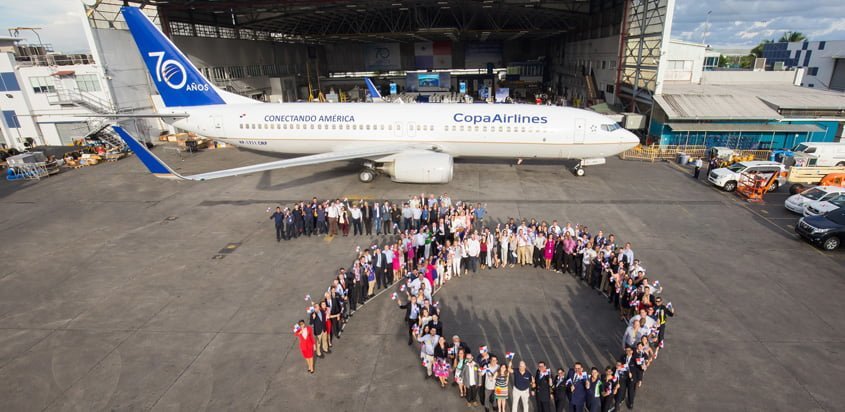 Celebración del 70° aniversario de Copa Airlines en Panamá.