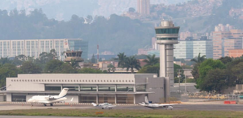 Vista del Aeropuerto Olaya Herrera de Medellín.