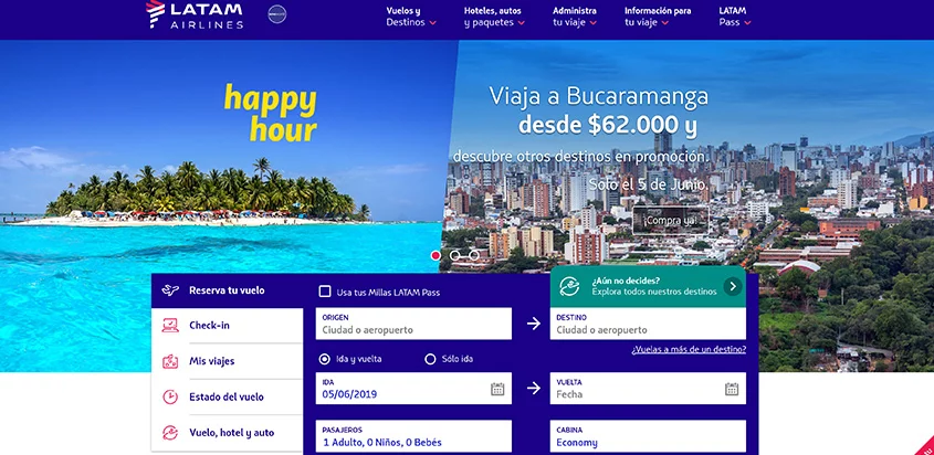 Nuevo buscador web de LATAM Airlines.