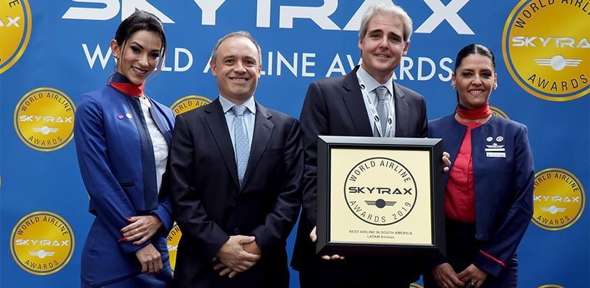 Reconocimiento a LATAM Airlines como Mejor Aerolínea de Sudamérica por Skytrax 2019.