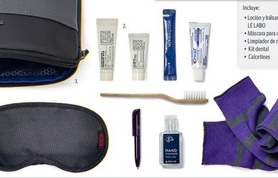 Nuevos productos del "amenity kit" de Delta Air Lines.