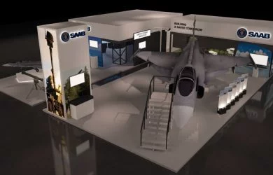 Maqueta del stand de Saab en F-AIR 2017.