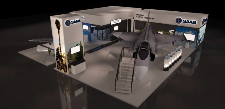 Maqueta del stand de Saab en F-AIR 2017.