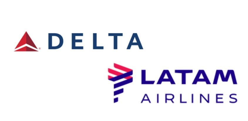 Logo de Delta y LATAM Airlines.