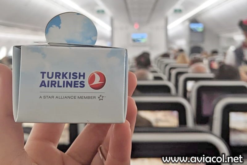 Cabina en clase económica de un Boeing 787-9 de Turkish Airlines en Bogotá.