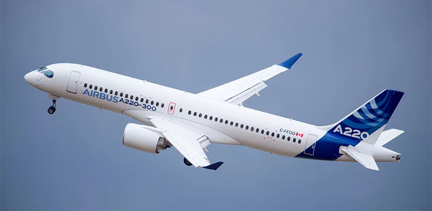 Airbus A220 en vuelo.