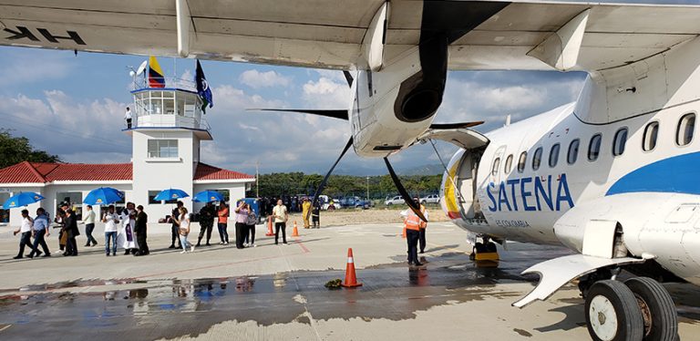 ATR 42-600 de SATENA en el Aeropuerto Hacaritama de Aguachica, Cesar.