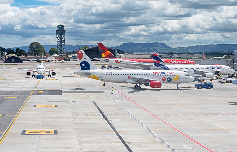 Plataforma del aeropuerto Eldorado de Bogotá.
