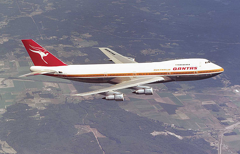 Boeing 747-200 de Qantas en vuelo.