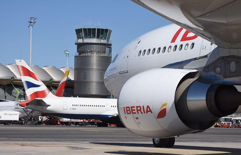 Iberia y British Airways en Madrid.