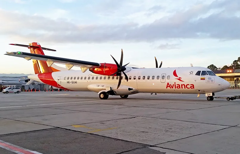 ATR 72-600 de Avianca en el Terminal Puente Aéreo de Bogotá.