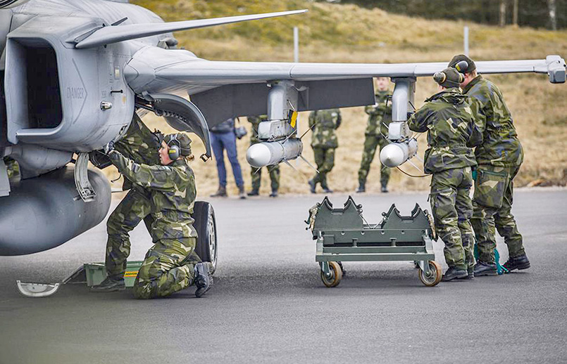 Operaciones desplegadas del Gripen con la Fuerza Aérea Sueca.