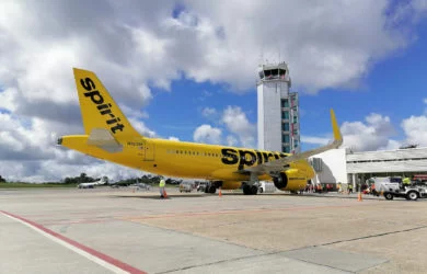 Airbus A320 de Spirit Airlines en el aeropuerto Palonegro de Bucaramanga.