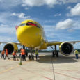 Airbus A320neo de Spirit Airlines en el aeropuerto Ernesto Cortissoz de Barranquilla.