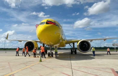 Airbus A320neo de Spirit Airlines en el aeropuerto Ernesto Cortissoz de Barranquilla.
