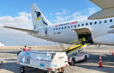 Transporte de vacunas en un Airbus A320 de JetSmart.