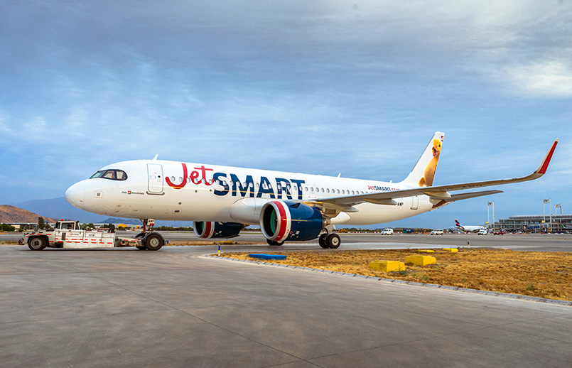 Airbus A320neo de JetSmart en Santiago de Chile.