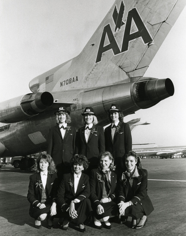 Tripulación femenina de American Airlines en 1986.