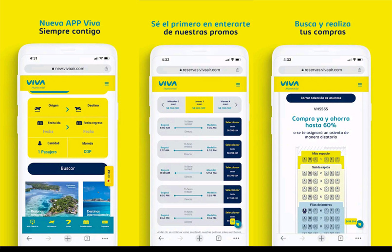 Nueva App de Viva para gestión de vuelos.