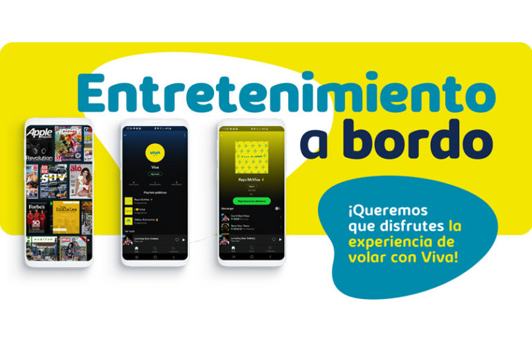 Entretenimiento a bordo de Viva Air.