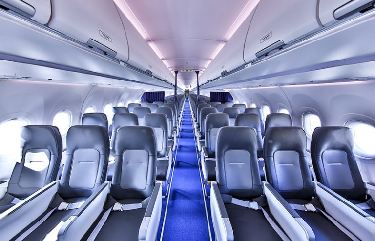 Cabina Airspace de Airbus en un A321neo de Lufthansa.