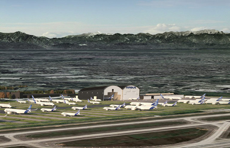 Render del centro de servicio que abrirá Airbus en Chengdu, China.