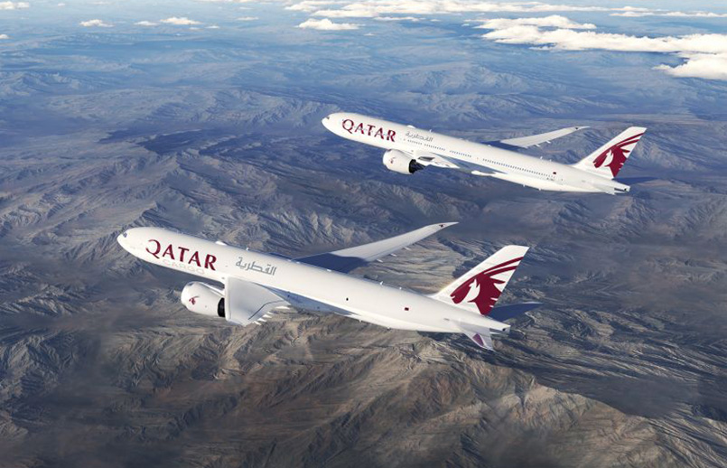 Render del Boeing 777-8 Freighter de Qatar Airways.