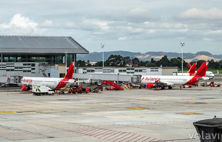 Flota de Avianca en el aeropuerto Eldorado de Bogotá.
