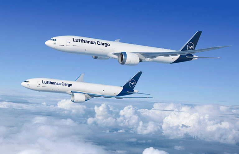 Render de un Boeing 777-8F de Lufthansa Cargo.