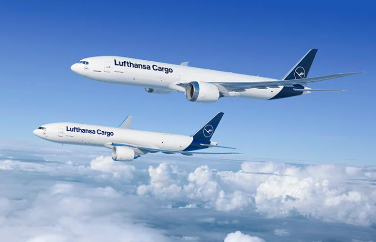Render de un Boeing 777-8F de Lufthansa Cargo.
