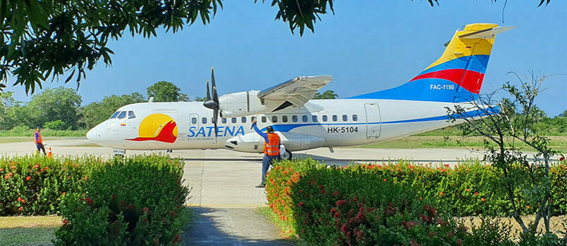 ATR 42 de Satena en el Aeropuerto Golfo de Morrosquillo de Tolú.