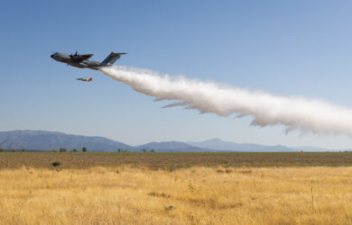 Prueba de extinción de incendios del Airbus A400M.
