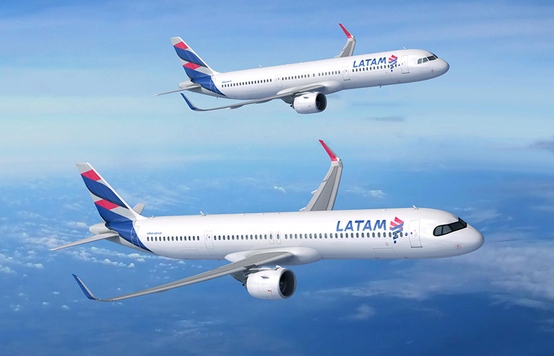 Render de un Airbus A321neo de LATAM Airlines.