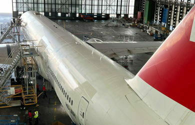 Boeing 777-300ER de Swiss Air con tecnología AeroShark.