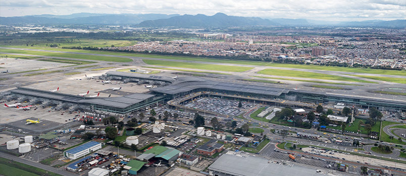 Vista aérea del Aeropuerto Internacional Eldorado de Bogotá.