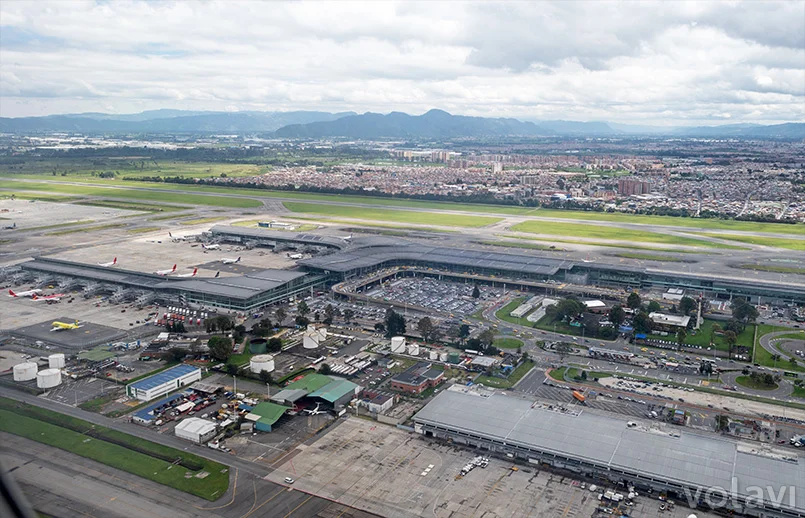 Vista aérea del Aeropuerto Internacional Eldorado de Bogotá.