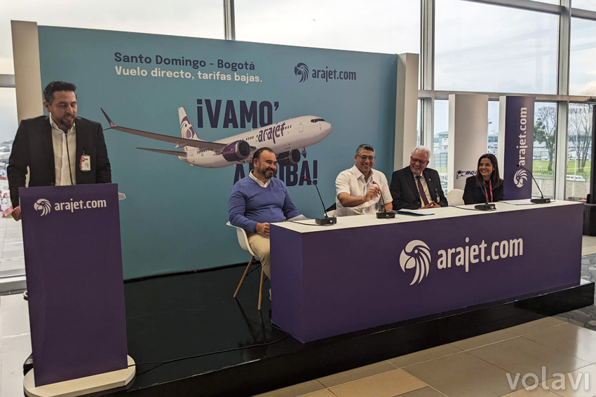 Rueda de prensa del vuelo inaugural de Arajet a Bogotá.