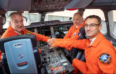 Tripulación de pruebas del Airbus A350-1000.