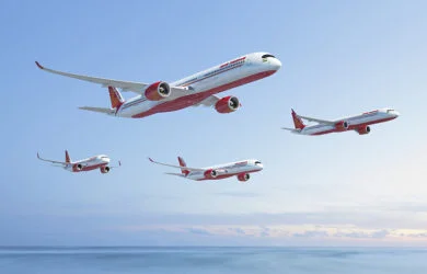 Render de la nueva flota Airbus de Air India.