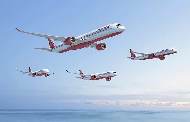 Render de la nueva flota Airbus de Air India.