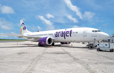 Boeing 737 MAX 8 de Arajet en el Aeropuerto Las Américas de Santo Domingo.
