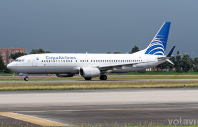 Boeing 737-800 de Copa Airlines (HP-1848CMP), en rodaje en el Aeropuerto Eldorado de Bogotá.