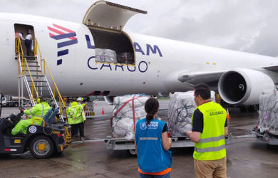 Boeing 767-300F de LATAM Cargo sirviendo como "Avión Solidario" en Colombia.