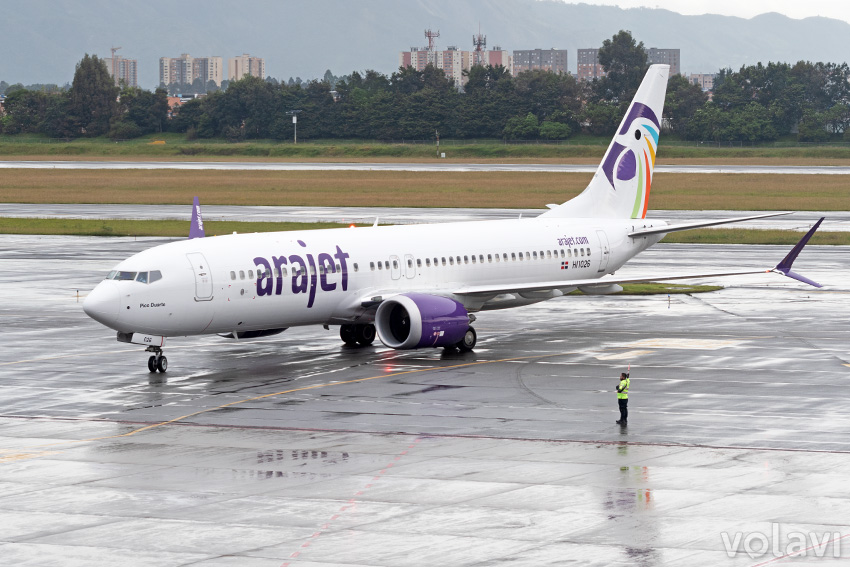 Boeing 737 MAX 8 de Arajet que nos llevó entre Bogotá y Santo Domingo.