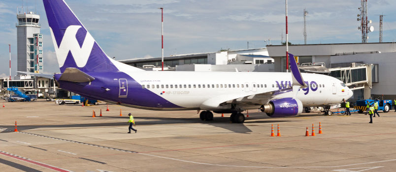 Boeing 737-800 de Wingo en su vuelo inaugural entre Bogotá y Bucaramanga.