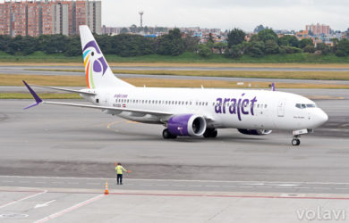 Boeing 737MAX 8 de Arajet llegando al Aeropuerto Eldorado de Bogotá.